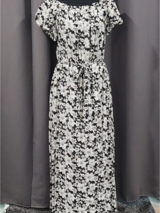 LOFT Dresses & Skirts - New Without Tags | LOFT | M | Black White Floral Off Shoulder Maxi Dress